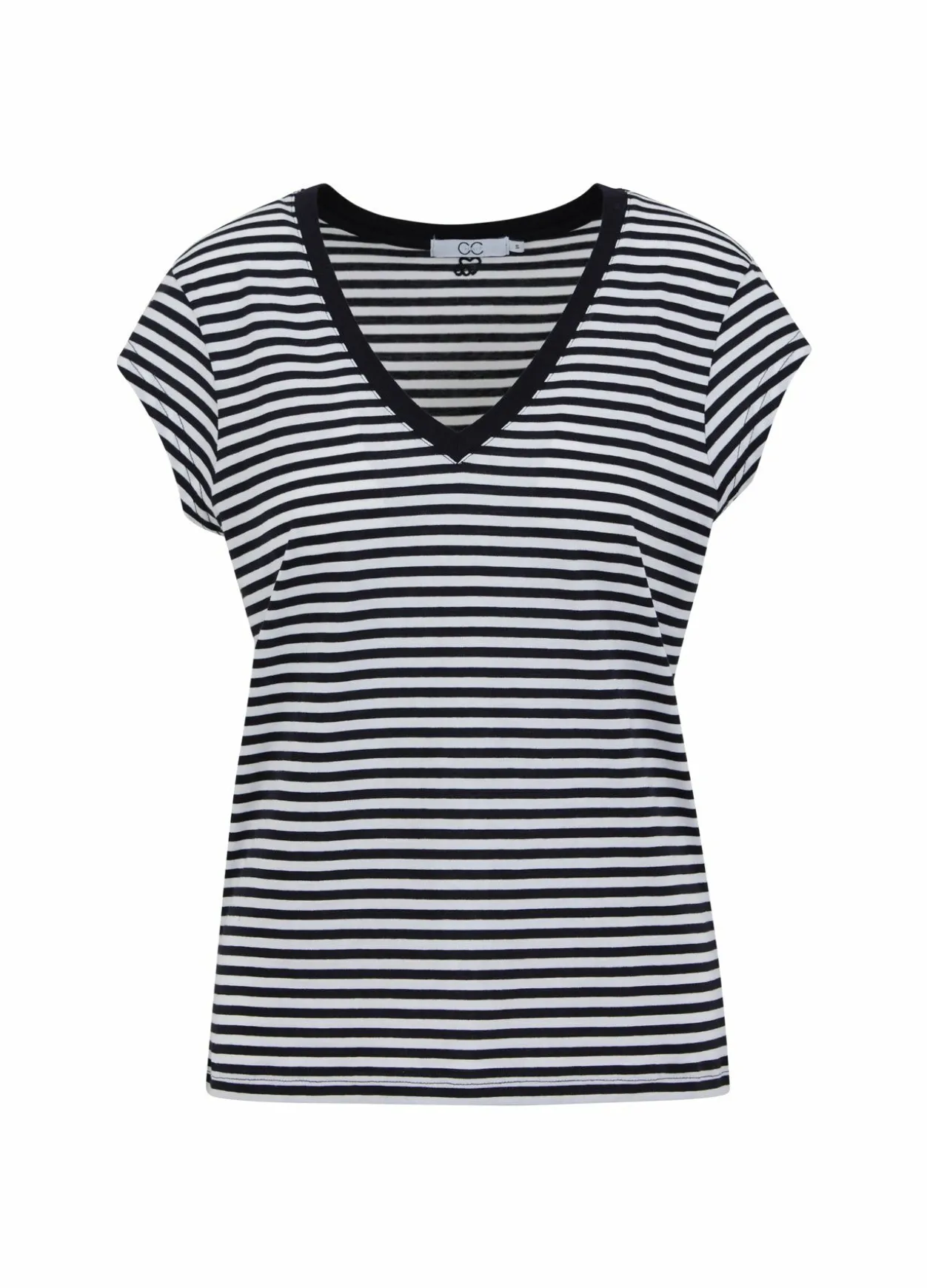 Cc Heart Basic V-Neck T-Shirt Striped