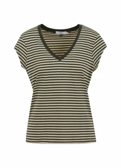 Cc Heart Basic V-Neck T-Shirt Striped