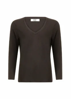 Cc Heart Long Sleeve V-Neck T-Shirt