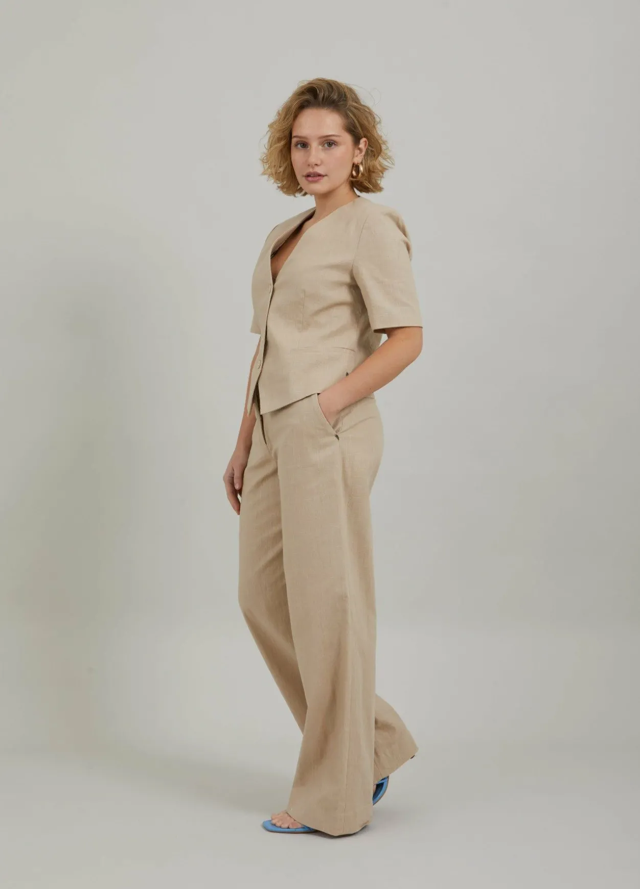 Cropped Blazer W. Short Sleeves