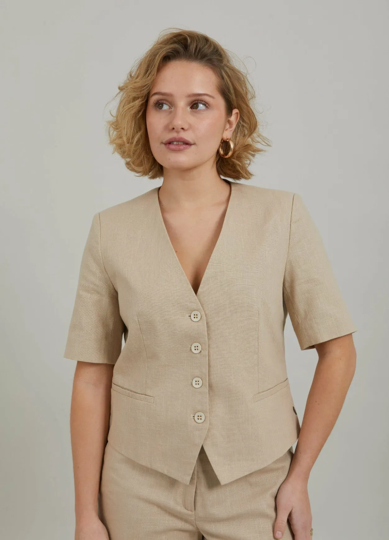 Cropped Blazer W. Short Sleeves