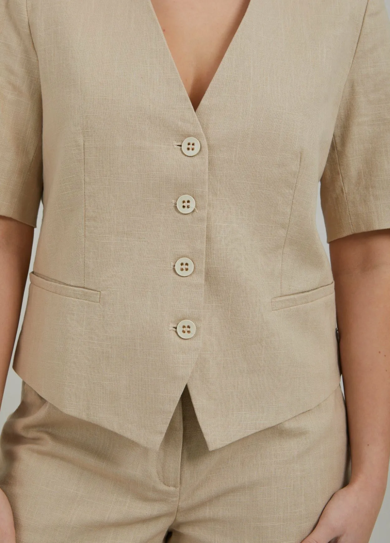 Cropped Blazer W. Short Sleeves
