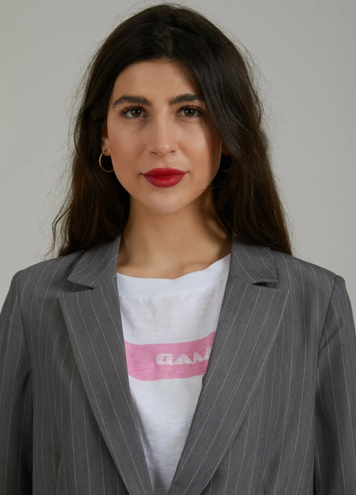 Cropped Pinstripe Blazer