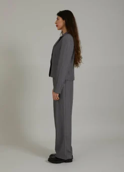 Cropped Pinstripe Blazer