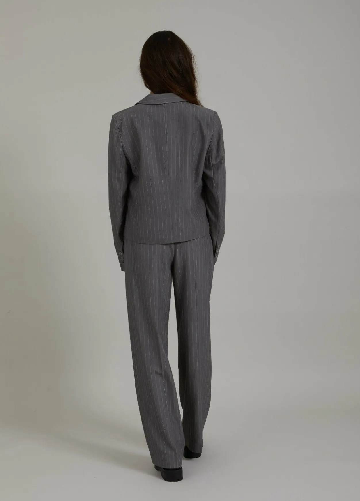 Cropped Pinstripe Blazer