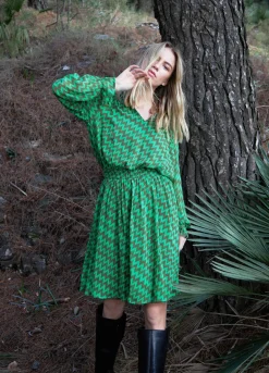 Dress In Zig Zag Ikat Print