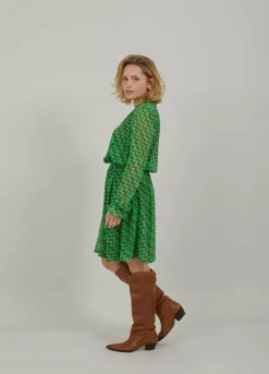 Dress In Zig Zag Ikat Print