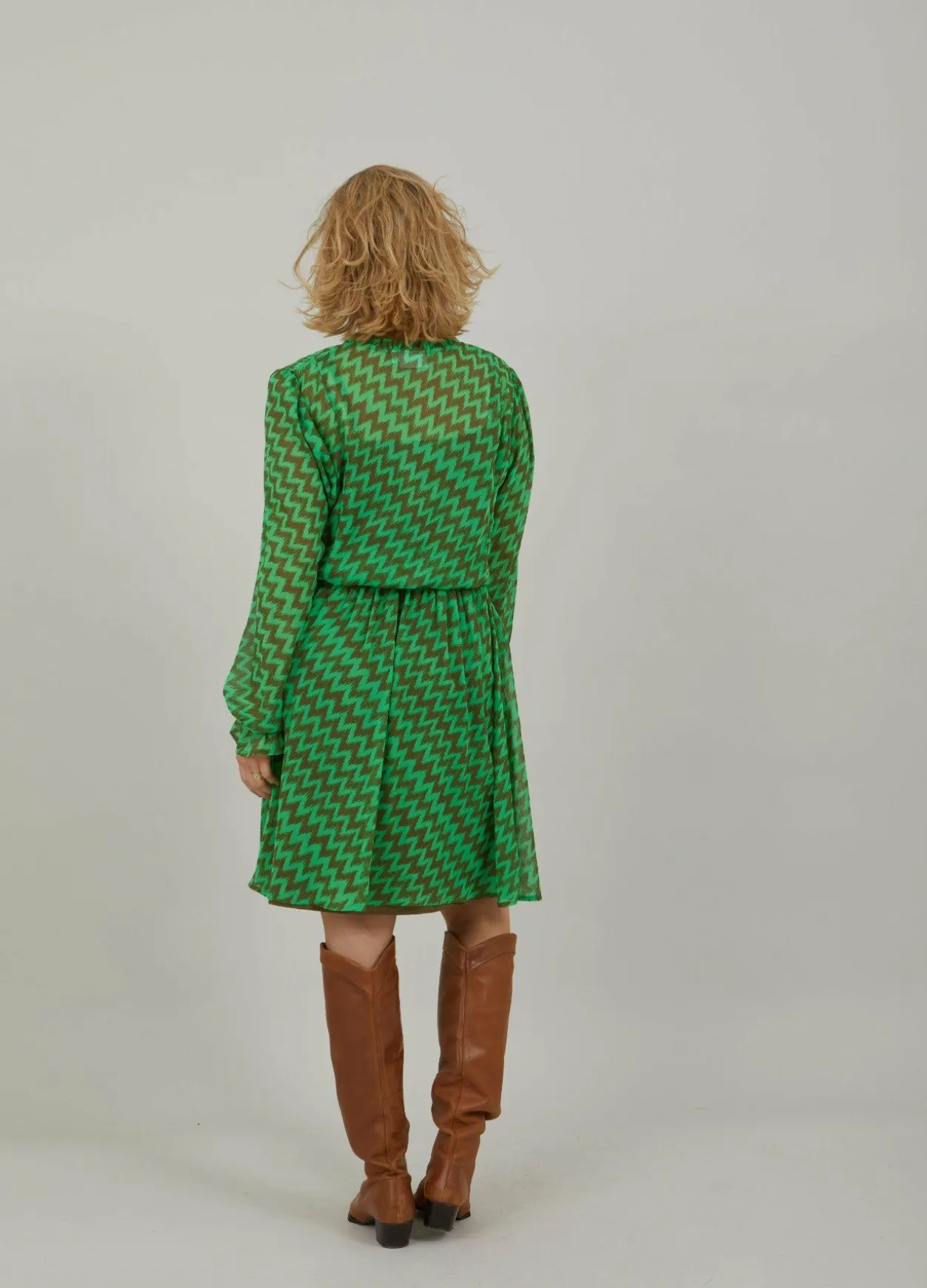 Dress In Zig Zag Ikat Print