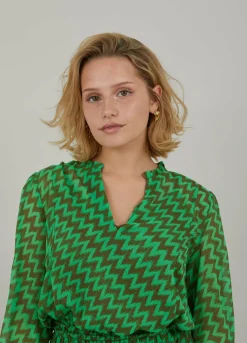 Dress In Zig Zag Ikat Print