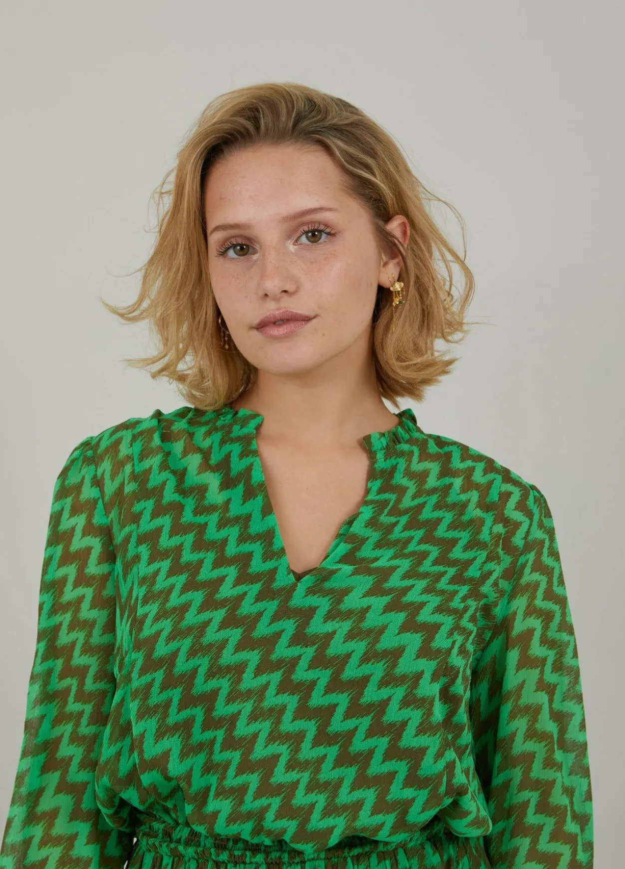 Dress In Zig Zag Ikat Print