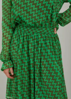 Dress In Zig Zag Ikat Print