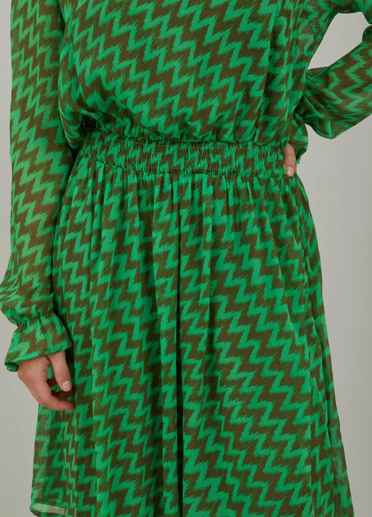 Dress In Zig Zag Ikat Print