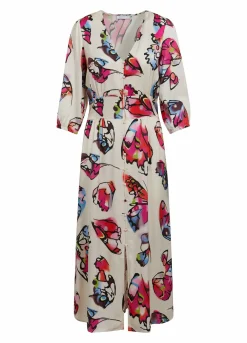 Dress W. Buttons And Butterfly Print