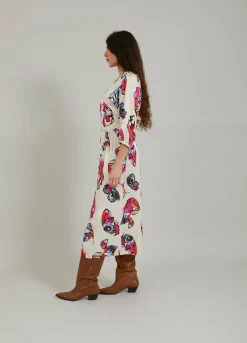 Dress W. Buttons And Butterfly Print