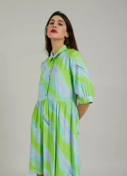 Dress W. Faded Stripe Print