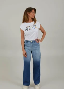 Jeans With Wide Legs And Press Fold