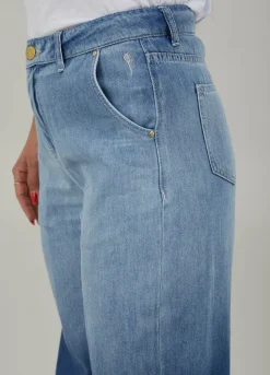 Jeans With Wide Legs And Press Fold