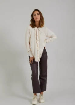 Leather Leggings W. Flared Legs