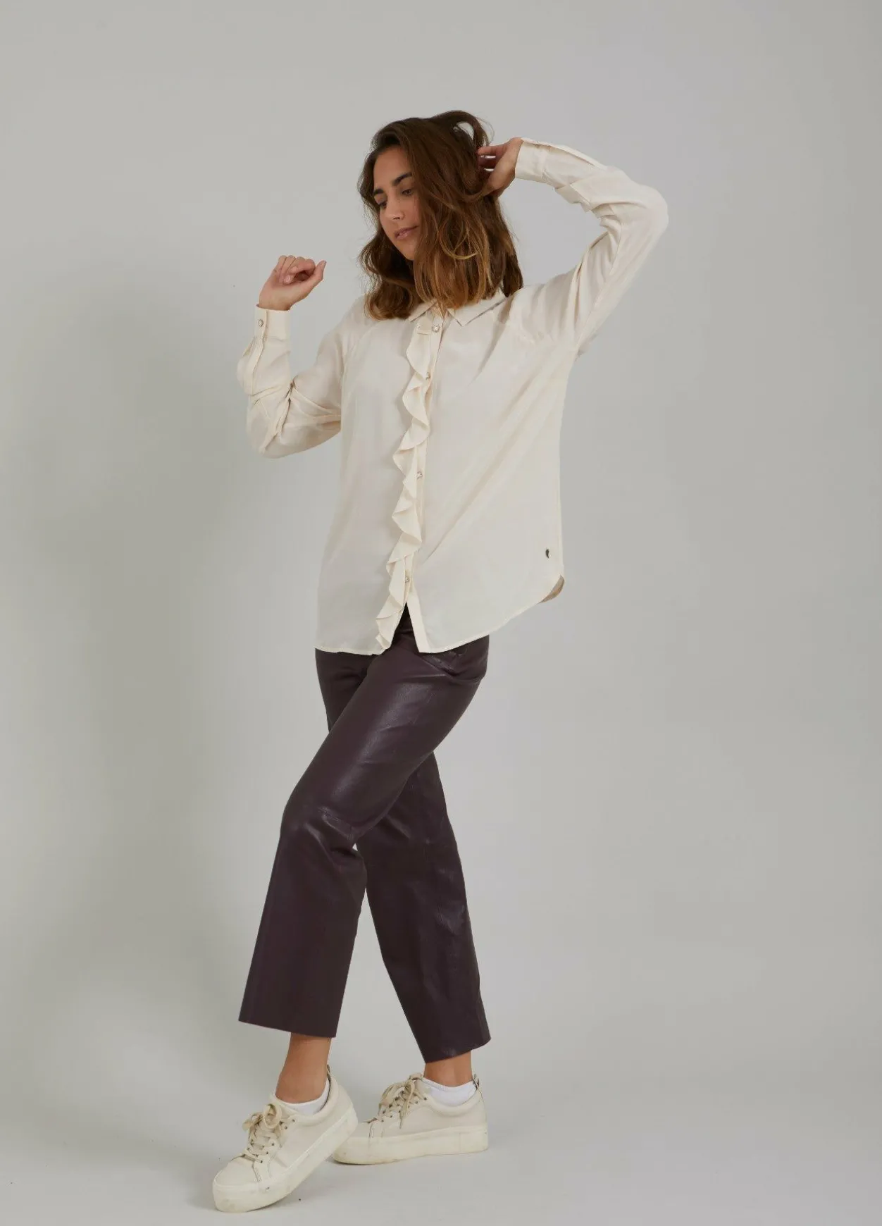 Leather Leggings W. Flared Legs