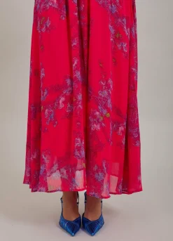 Long Dress In Feather Bloom Print