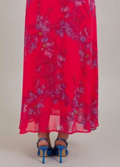 Long Dress In Feather Bloom Print