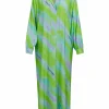 Long Dress W. Faded Stripe Print