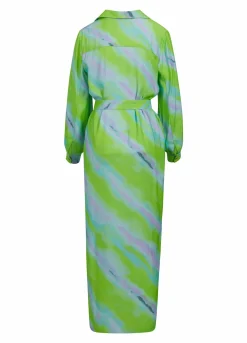 Long Dress W. Faded Stripe Print
