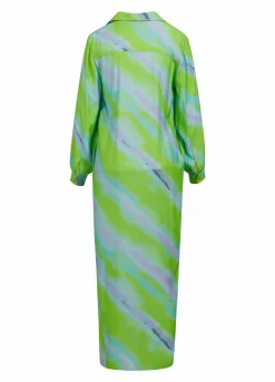 Long Dress W. Faded Stripe Print