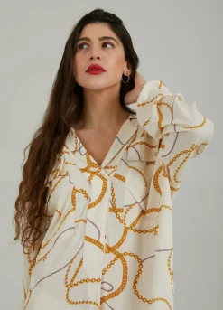 Long Shirt Dress W. Chain Print