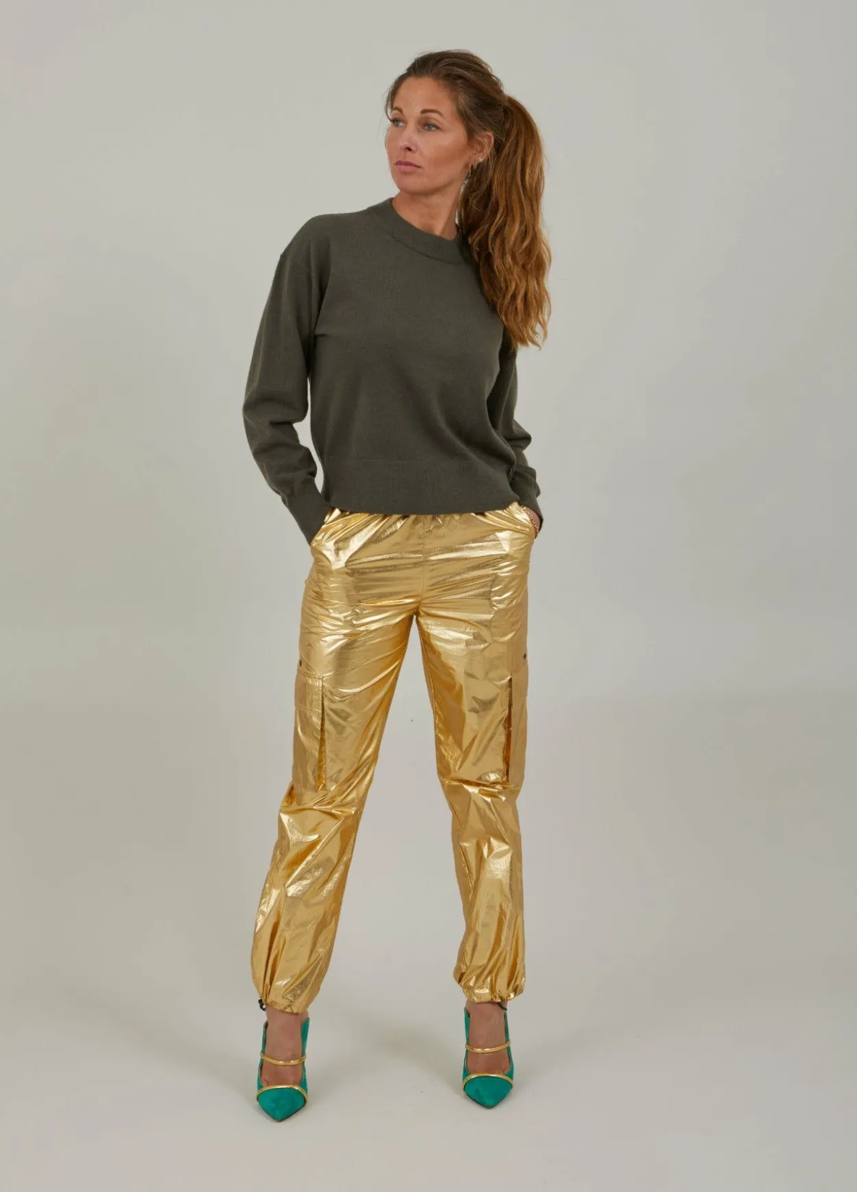 Metallic Cargo Pants