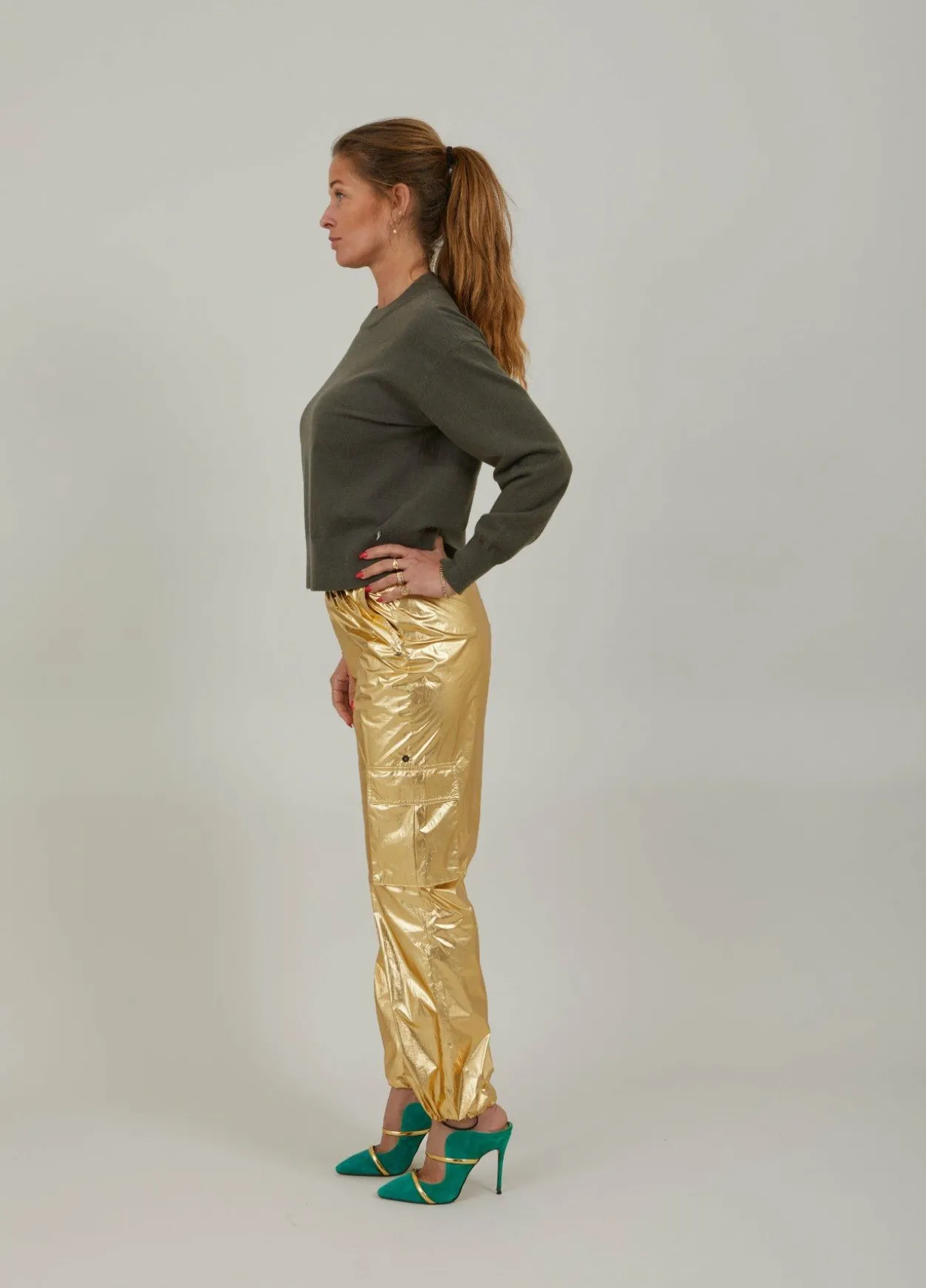 Metallic Cargo Pants