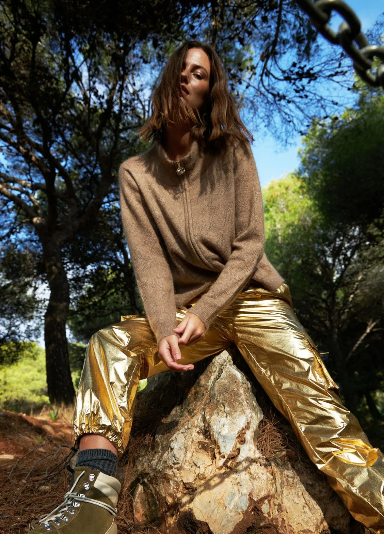 Metallic Cargo Pants