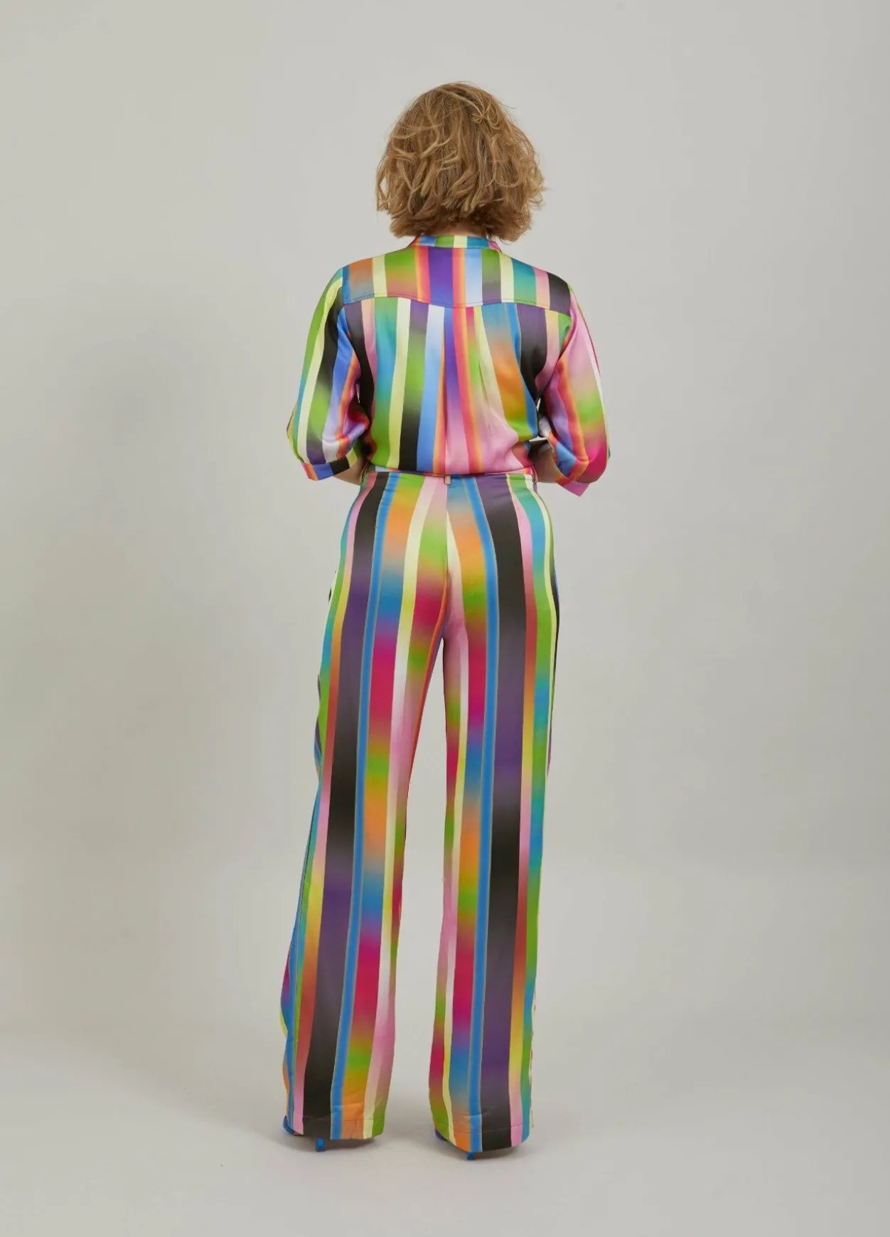 Pants In Faded Stripe Print