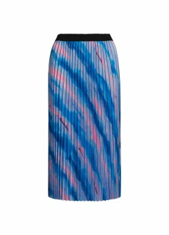 Pleated Skirt W. Faded Stripe Print