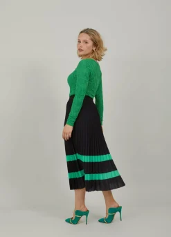 Pleated Skirt With Stripes