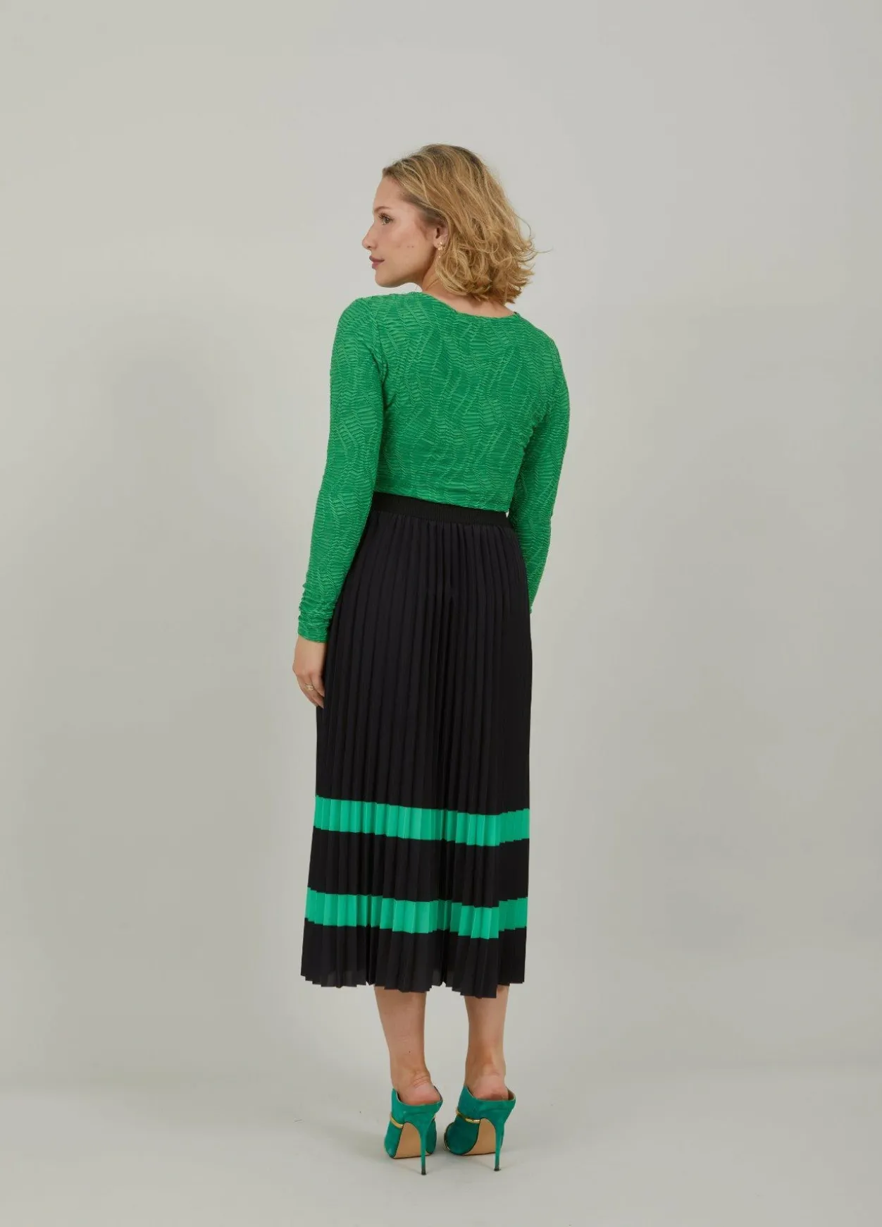 Pleated Skirt With Stripes
