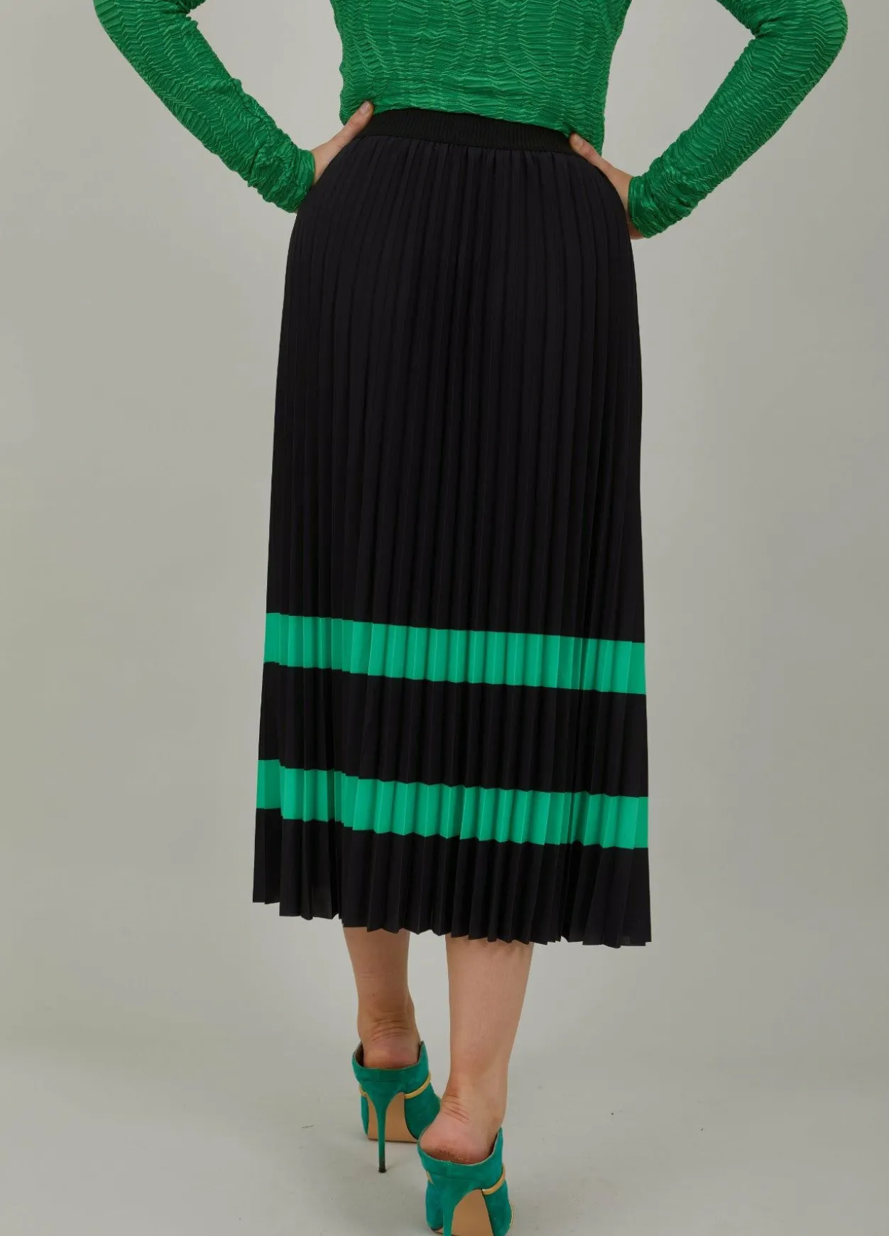 Pleated Skirt With Stripes