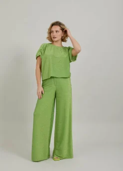 Shimmer Top With Gatherings At Sleeve