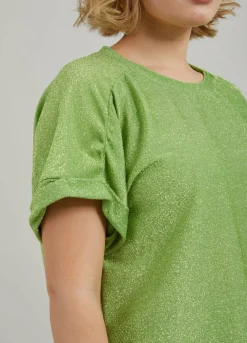Shimmer Top With Gatherings At Sleeve