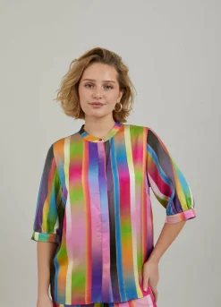 Shirt In Faded Stripe Print