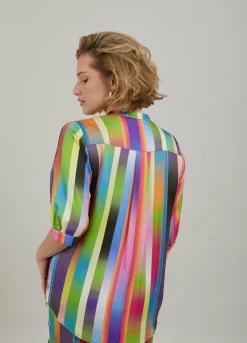 Shirt In Faded Stripe Print