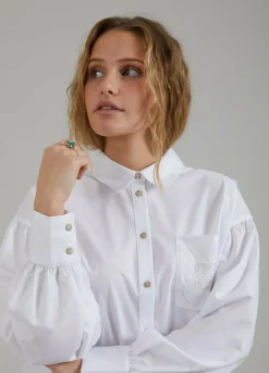 Shirt W. Boxy Fit And Embroidery