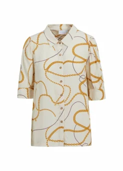 Shirt W. Chain Print And 3/4 Length Sleeves