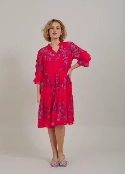 Short Dress In Feather Bloom Print
