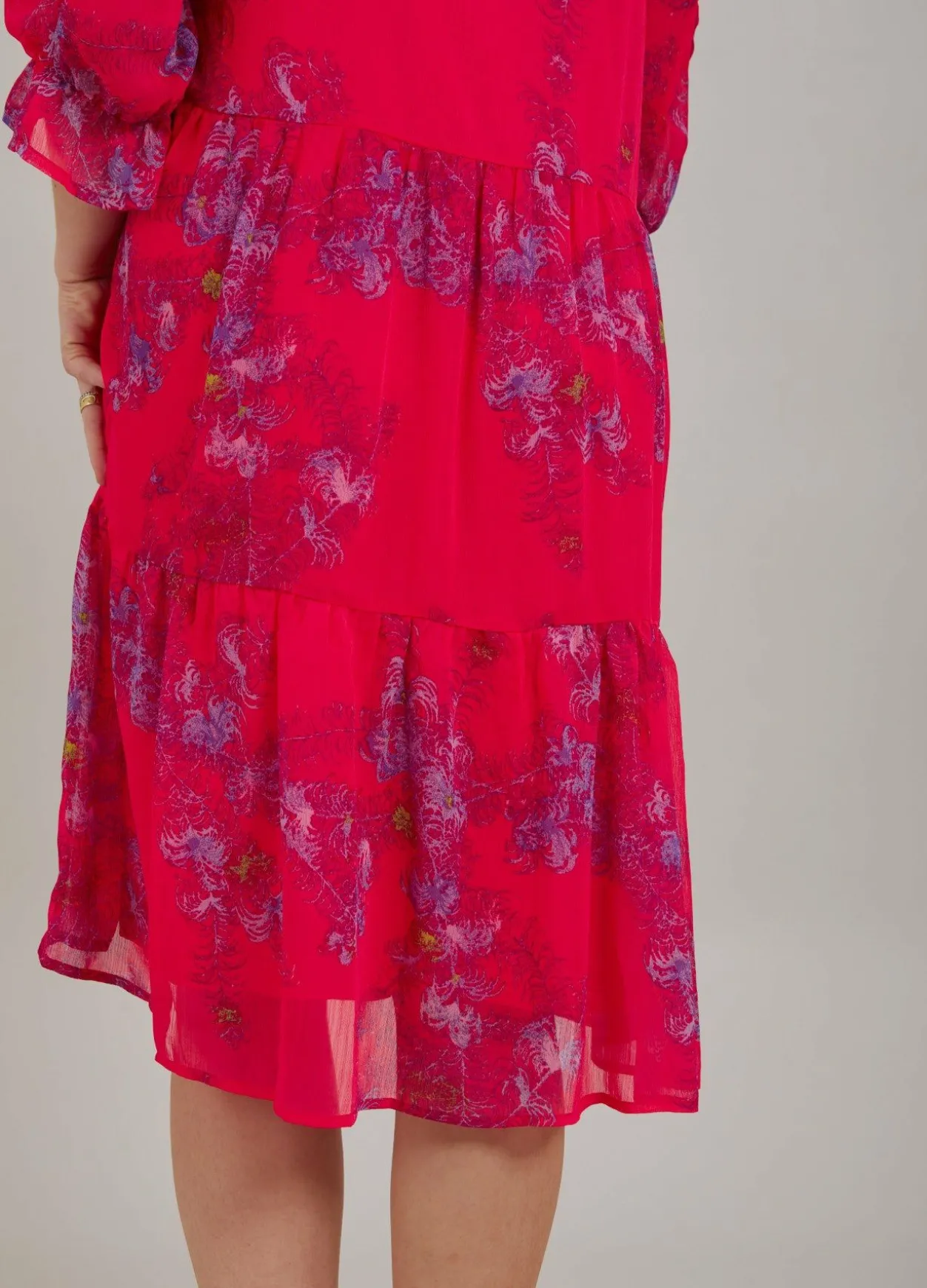 Short Dress In Feather Bloom Print