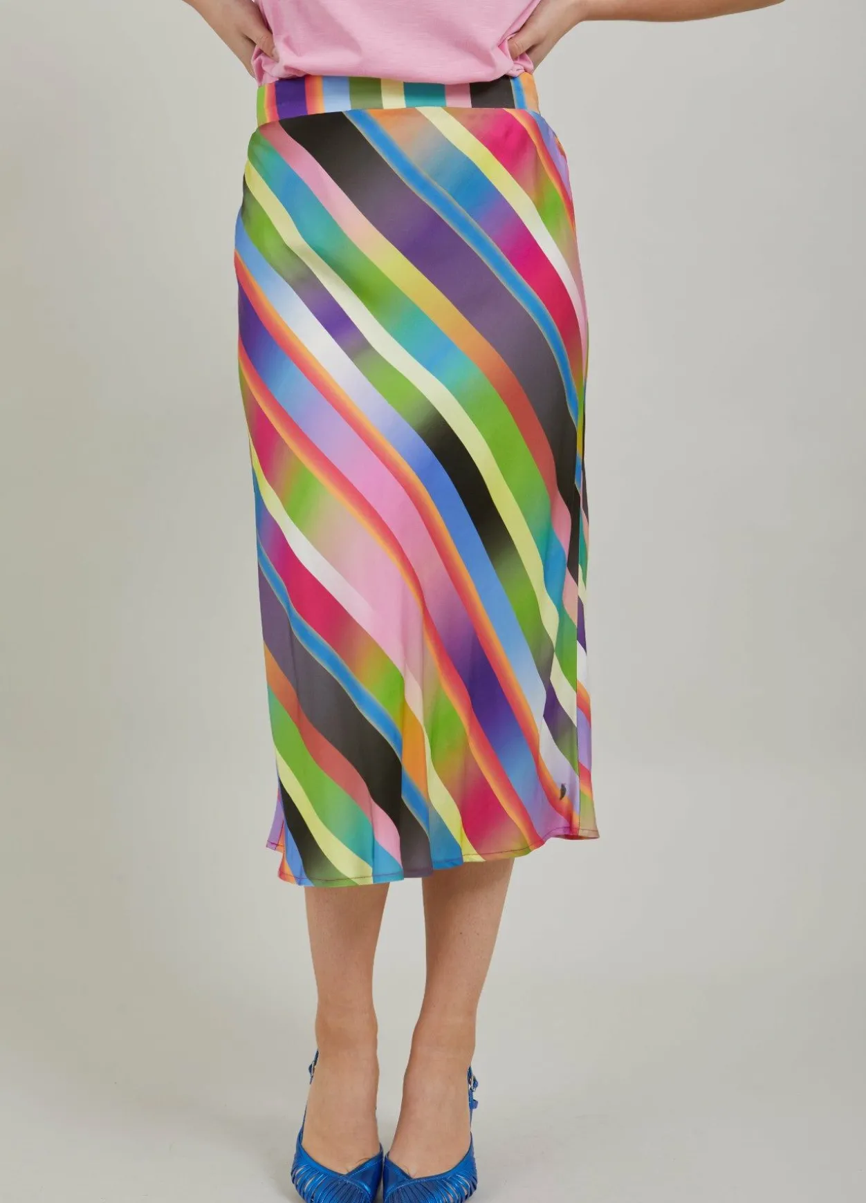 Skirt In Faded Stripe Print