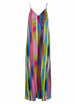 Slip Dress In Faded Stripe Print