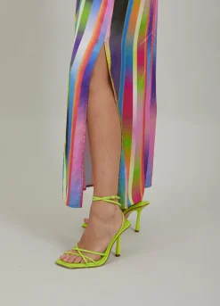 Slip Dress In Faded Stripe Print