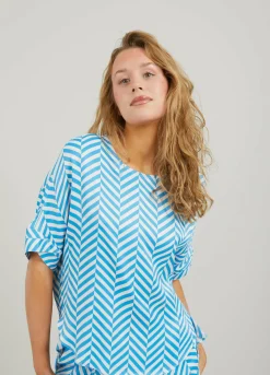 Top In Heringbone Print